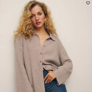 Reformation Fantino Cashmere Collared Cardigan Natural - Size L